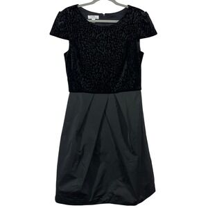 Ivy & Blu Size 10 Cocktail Dress Black Velvet Burnout Leopard Taffeta Cap Sleeve